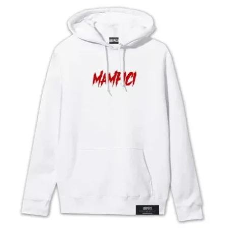 Sharp Hoodie MAMPICI Front White & Red