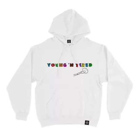 Young n tired Hoodie White Front MAMPICI