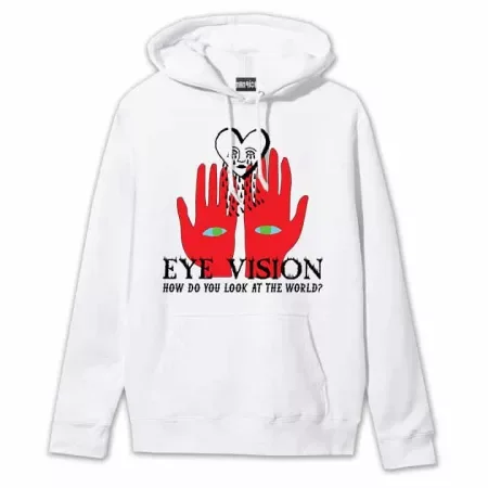 No Vision Hoodie White Front MAMPICI