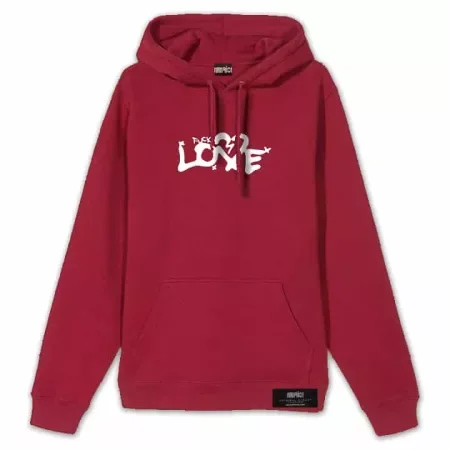F*CK LOVE Hoodie Front Red MAMPICI