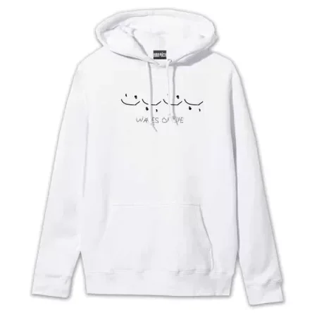 Waves of Life Hoodie Front White MAMPICI